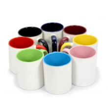 Top quality 11oz white blanks sublimation ceramic mug with color handle